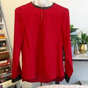 Zara Tops - Zara blouse with black leather trim Zara Tops - Zara blouse with black leather trim